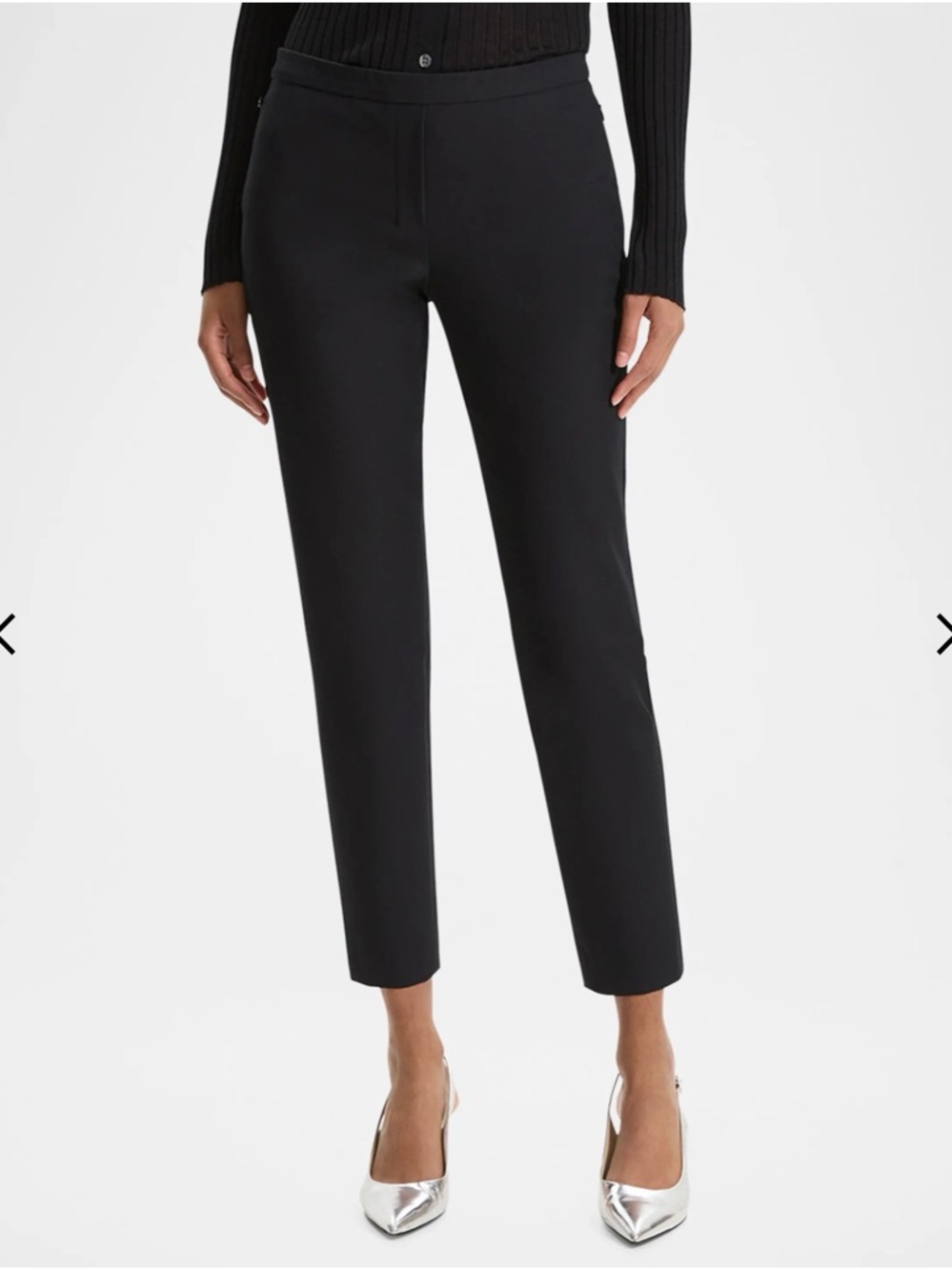 Theory Black Cropped Straight-Leg Pants